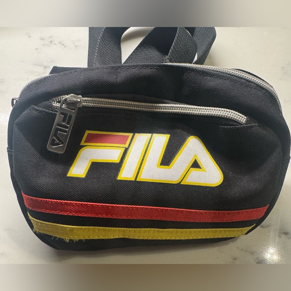 Fila Belt Bag Purse Black Red Yellow Retro Sporty Y2K Style Waist Pack